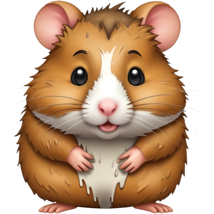 muddy hamster, messy fur, dirty emoji