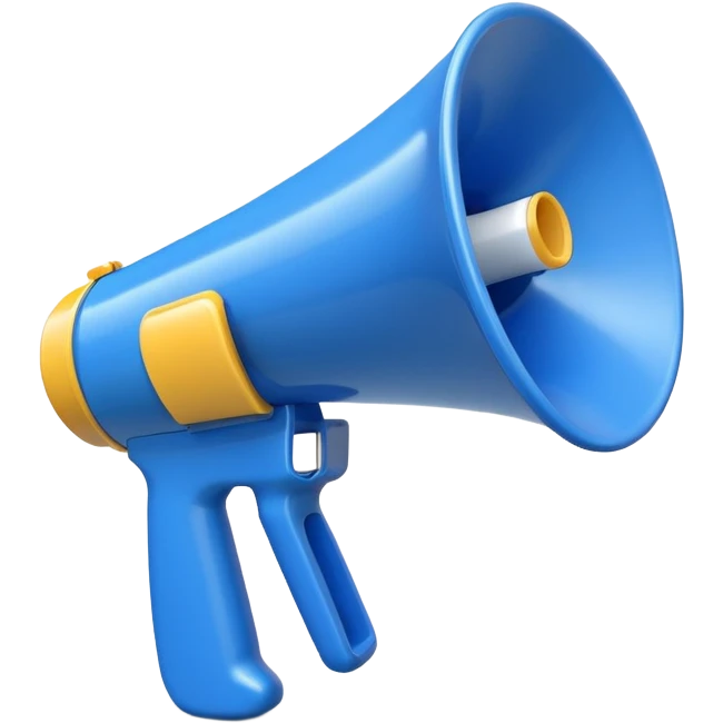 3d cartoonish blue and white megaphone  emoji