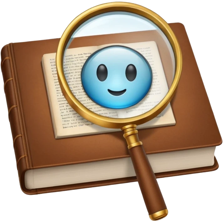 a magnifying glass over a book emoji