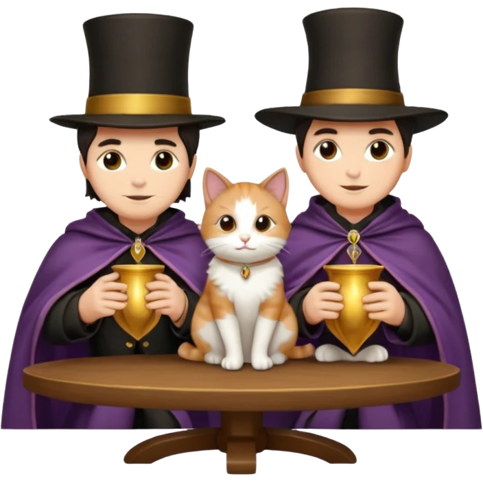 magician couple and their pet cat emoji
