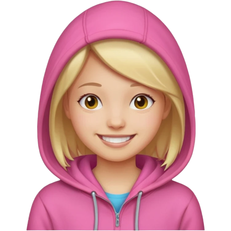 a portrait of girl wear pinkhoodie emoji