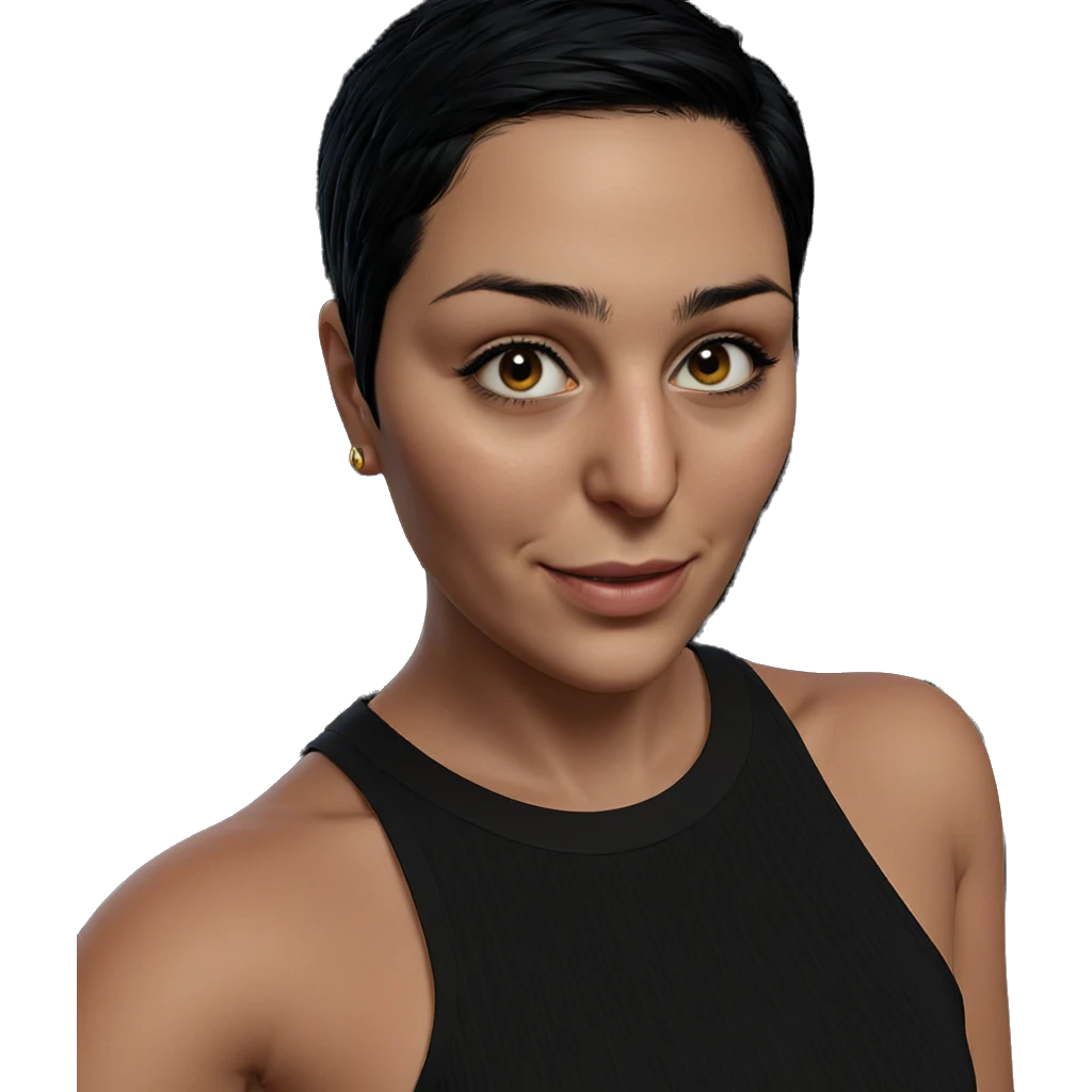 smiling girl with short black hair emoji