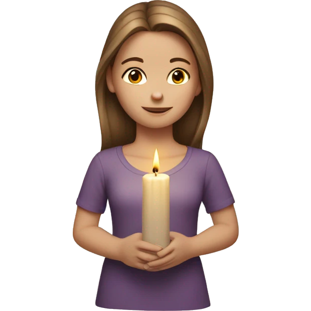 white girl lights a candle with brown hair emoji