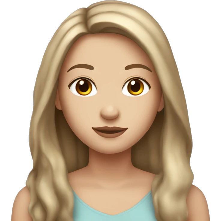 White girl with long light brown hair and brown eyes emoji
