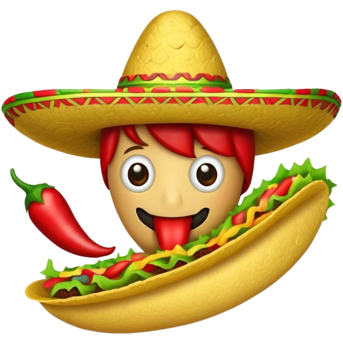 Chili pepper eating a taco emoji
