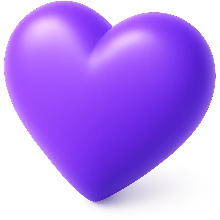 shiny and bold purple heart 3D emoji style emoji