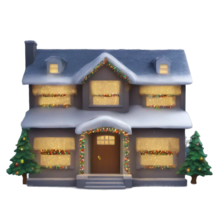 House with Christmas lights on it emoji