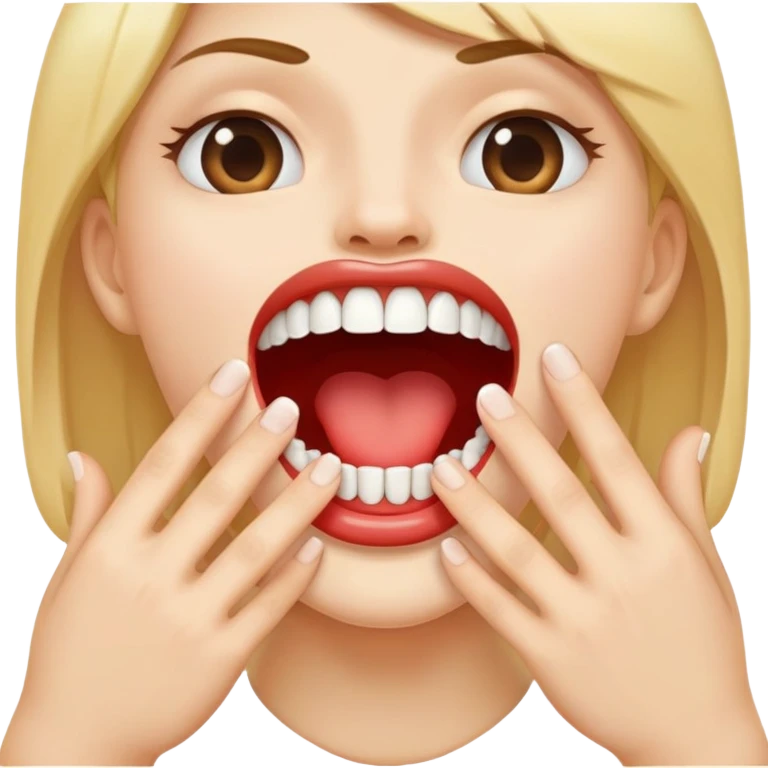 Hands opening mouth emoji