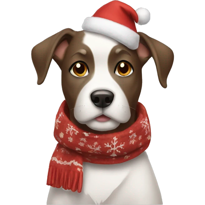 Dog wearing holiday scarf emoji