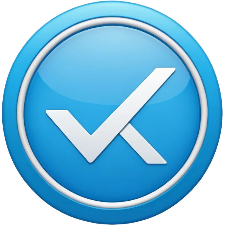A check mark in a completely blue circle like a max emoji