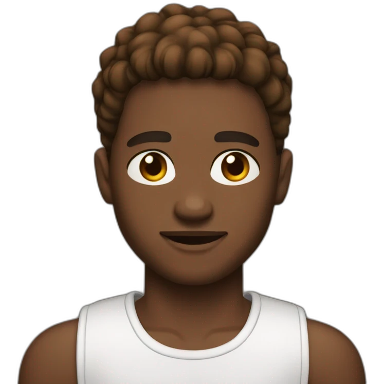 French crop mid fade Brown Hair Young african man emoji emoji