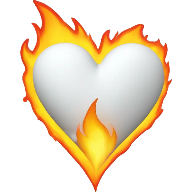 White heart with fire around it emoji
