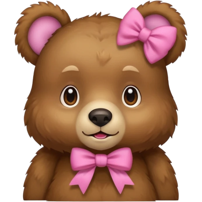 adorable bear with a pink bow on one ear emoji