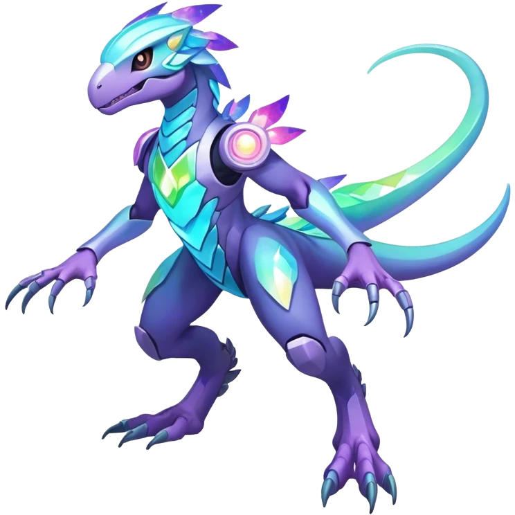 Shiny Futuristic Celestial Magical Ethereal Godly Divine Pastel-Nebula-Fakemon-Pokemon-Digimon-Spectrobes-Raptor-fusion, full body emoji