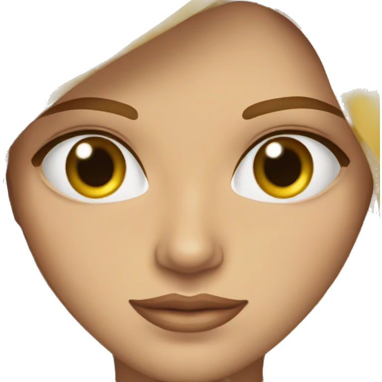 Mujer blanca ojos miel pelo  melena castaño emoji
