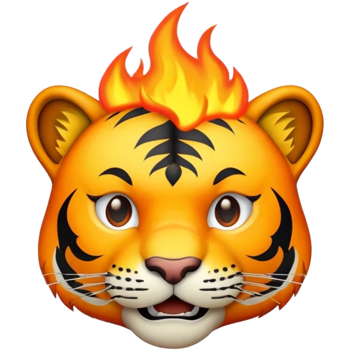tiger face version of This is Fine meme with small flames for Twitch emote emoji