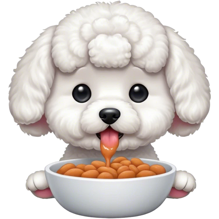 Bichon eating emoji