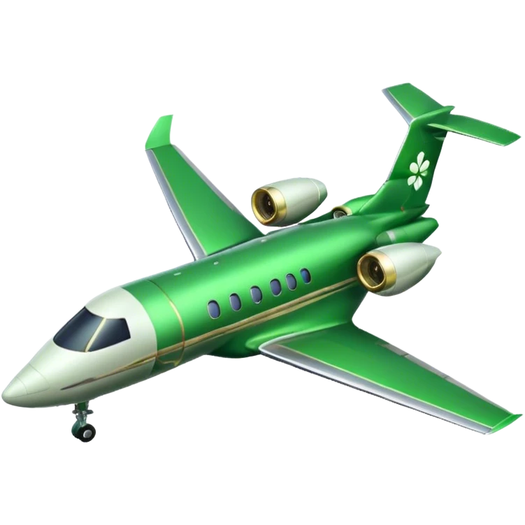 Private Jet with 4 leaf clovers  emoji