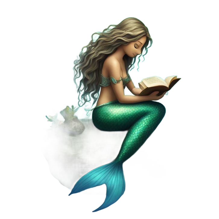 mermaid reading book emoji