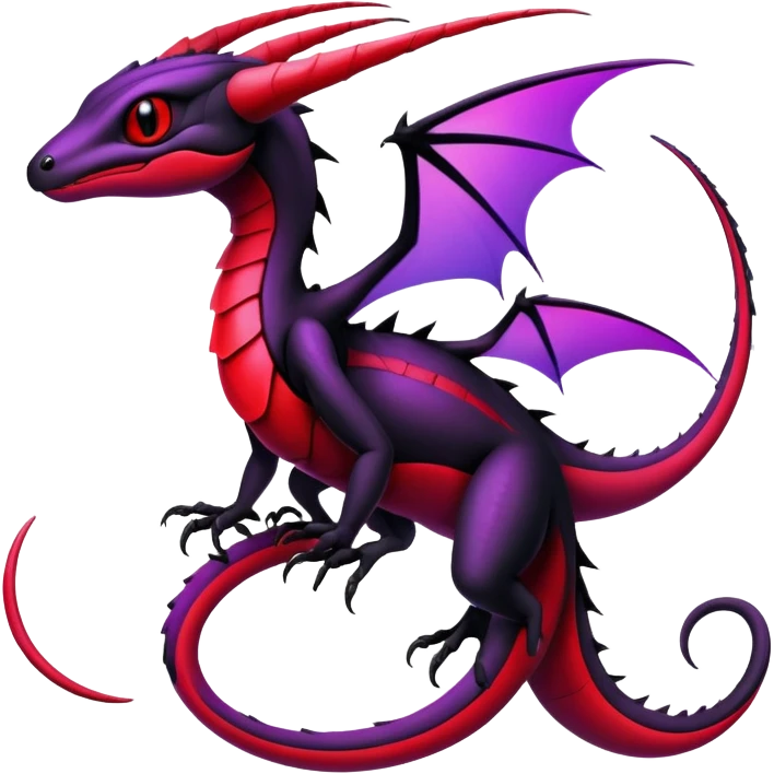 Colorful Neon Black and red and purple Gothic Edgy Tropical Flygon-Aurorus-Salandit-Amaura-Hybrid-Creature emoji