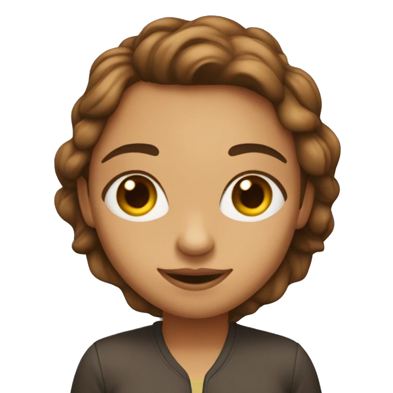 Una chica, con pelo castaño claro y ojos marrones emoji