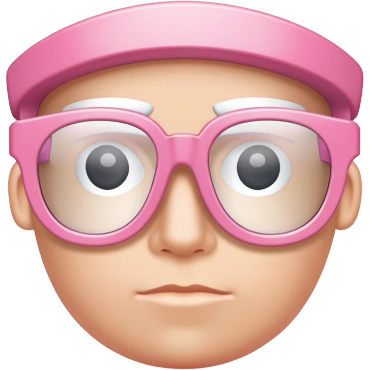 thick pink shield glasses, robust Y2K style, substantial frameless design emoji