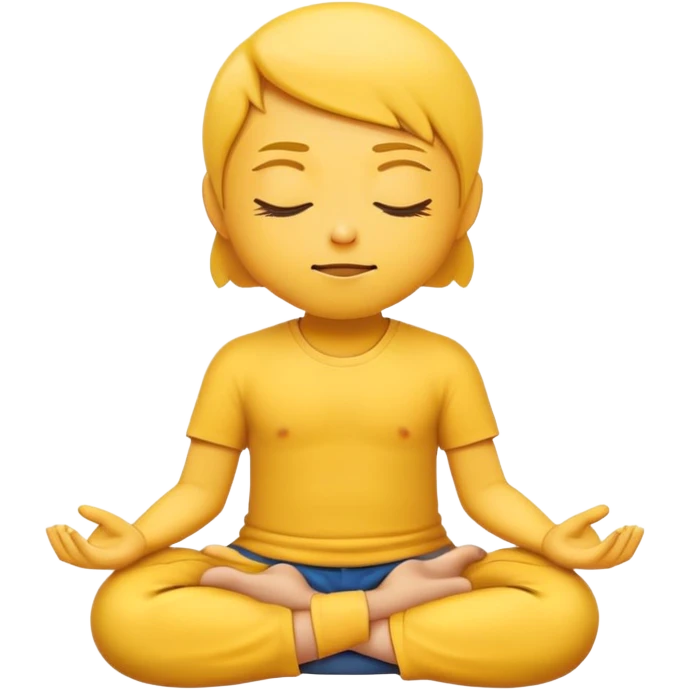 yellow emoji meditating, sitting cross-legged, peaceful expression emoji