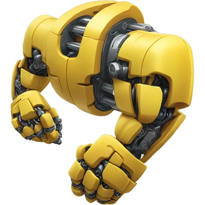 Yellow mechanical cyborg bicep that’s flexing emoji