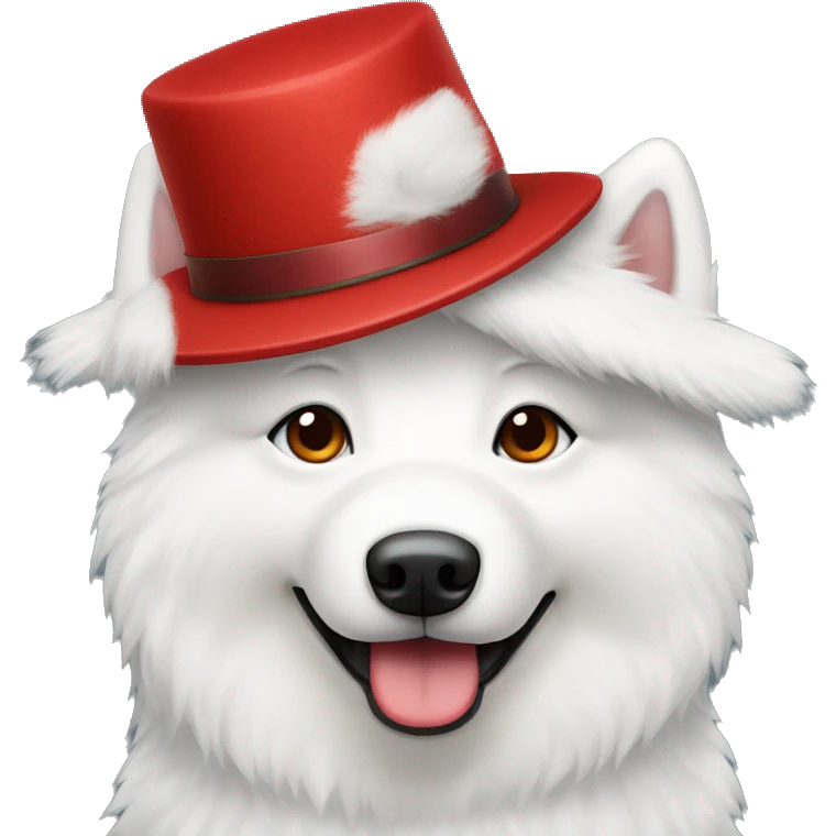 samoyed with red hat emoji