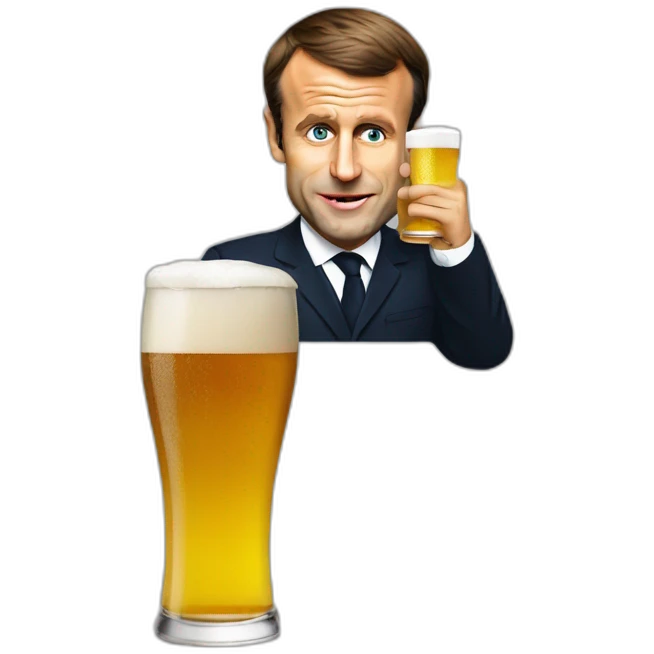 Emmanuel Macron drinking a beer emoji