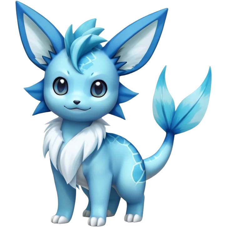 Kawaii Vaporeon-Glaceon-Pokemon-Digimon-hybrid, full body, 4 legs emoji