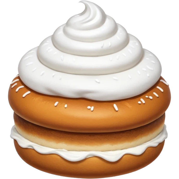A bun with visible whipped cream in the middle and powdered sugar on top emoji