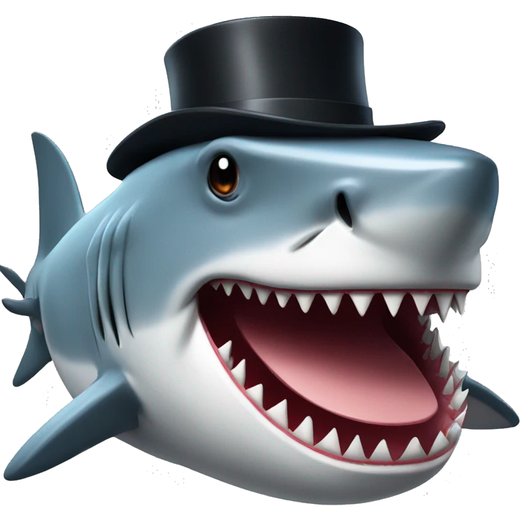 Shark with a top hat emoji