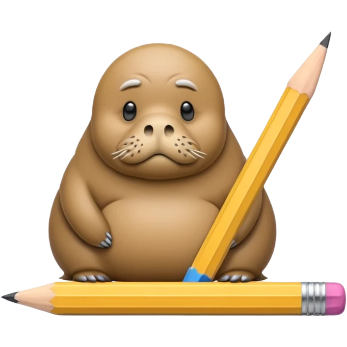 a sad walrus sitting on a pencil  emoji