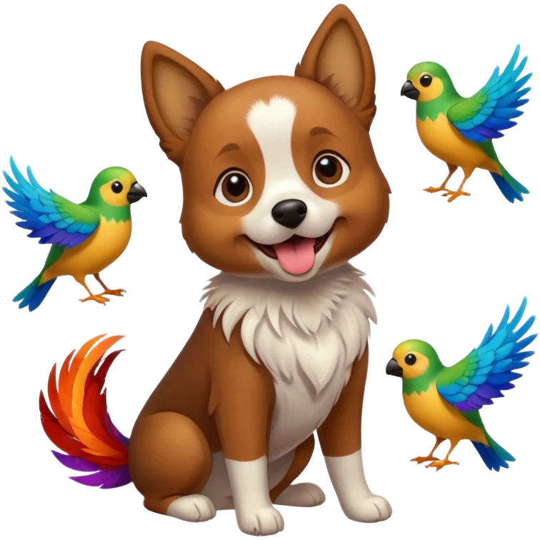 Dog and birds  emoji