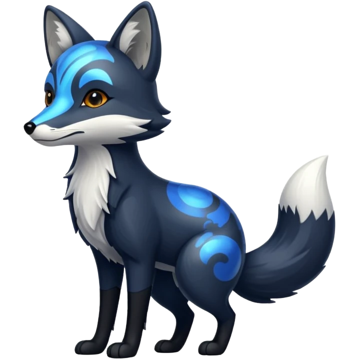 Black fox with blue marble pattern emoji