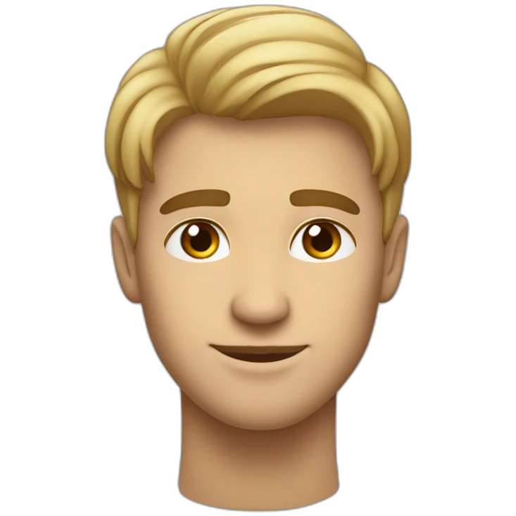 hombre blanco joven sin cabello, de bello facial, ojos miel.  emoji