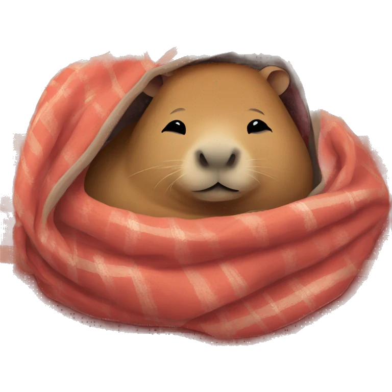 capybara sleeping cozy in blanket  emoji