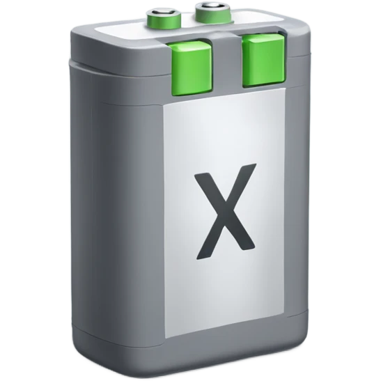 Gray battery with X letter emoji