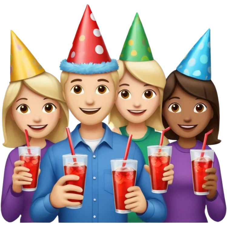 A group of hungry people having soda. emoji