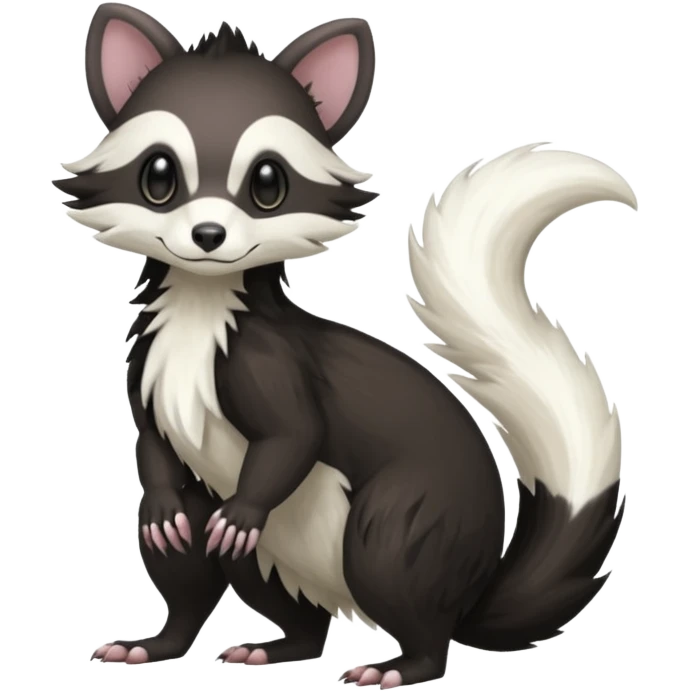 Trico-Sergal-Skunk-Ferret-Furret-Marsupial-Vernid-fusion-Fakemon-animal-hybrid-creature, full body emoji
