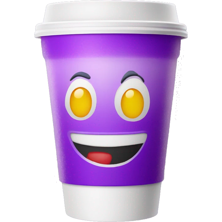 delirious emoji face holdingwhite double styrofoam cup filled with purple soda emoji