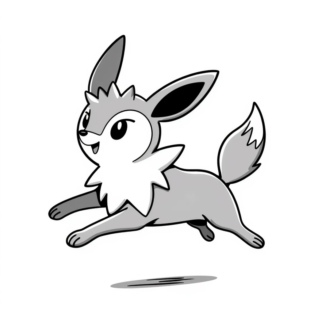 Jolteon the electric Pokémon jumping, hand drawn doodle style emoji