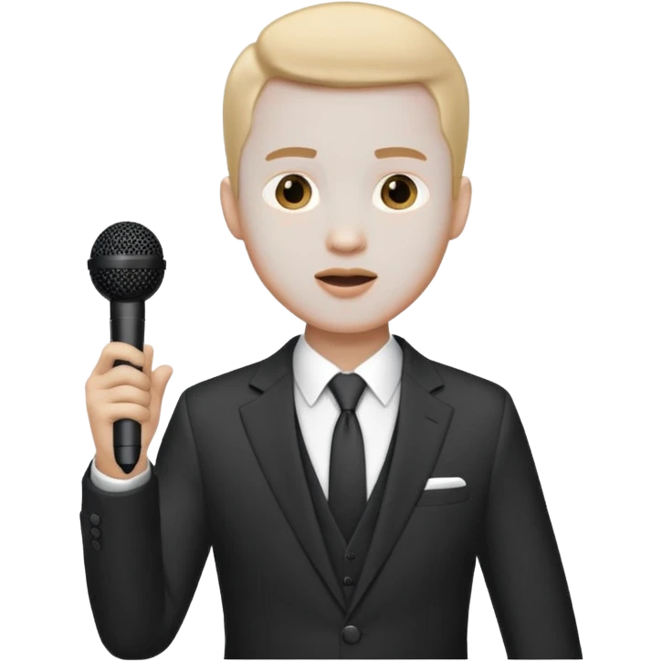  a man gives a speech whith microphone emoji