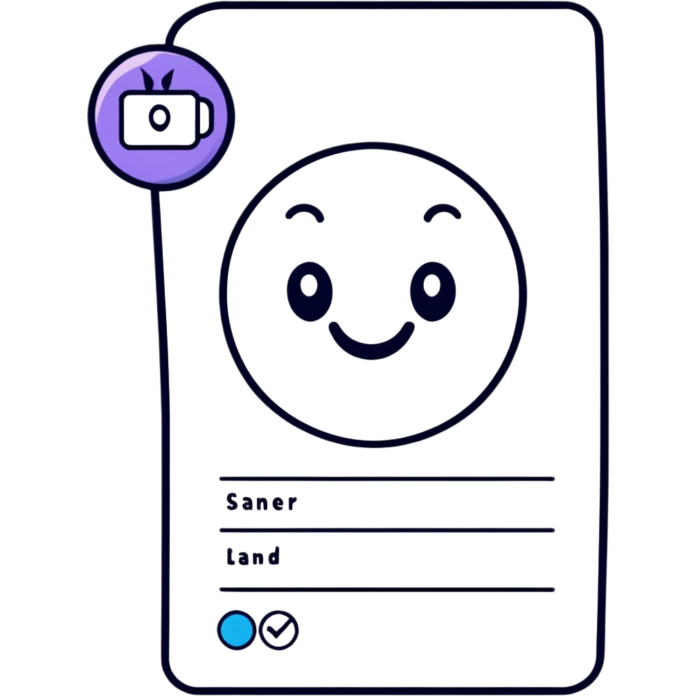 playful CRM contact card with a happy face and sparkles emoji