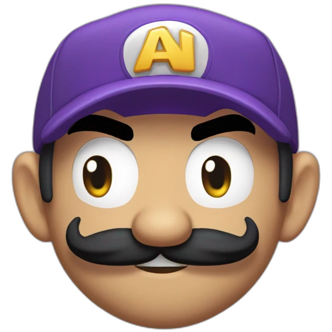 1 Waluigi with à howl purple cap and à black mustache emoji