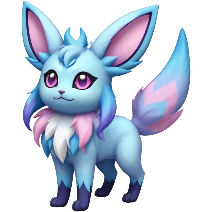 Fluffy celestial Glaceon-Espeon-Sylveon-Umbreon-hybrid, full body emoji
