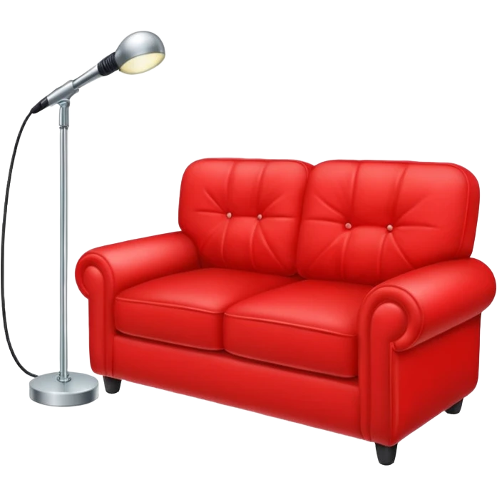 Red sofa with lamp and mic emoji