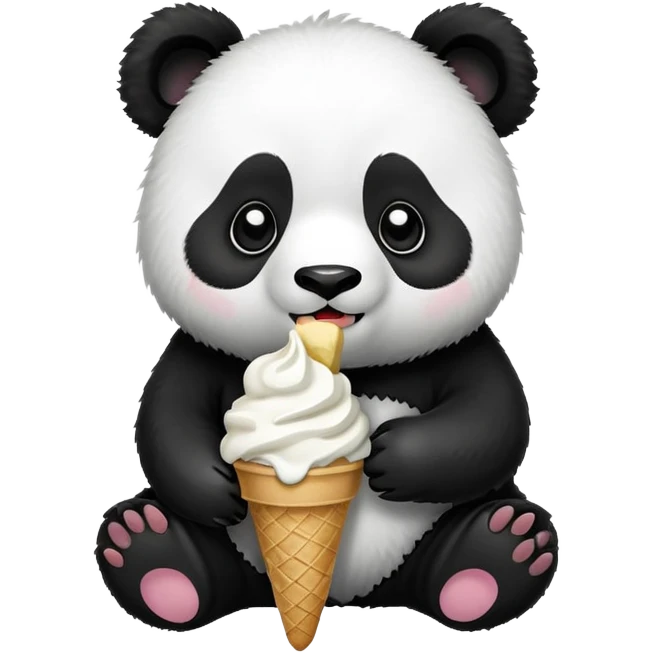Panda eating ice cream emoji