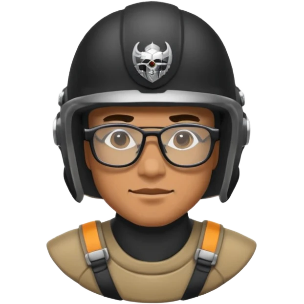 man wearing baki raider helmet and glasses emoji